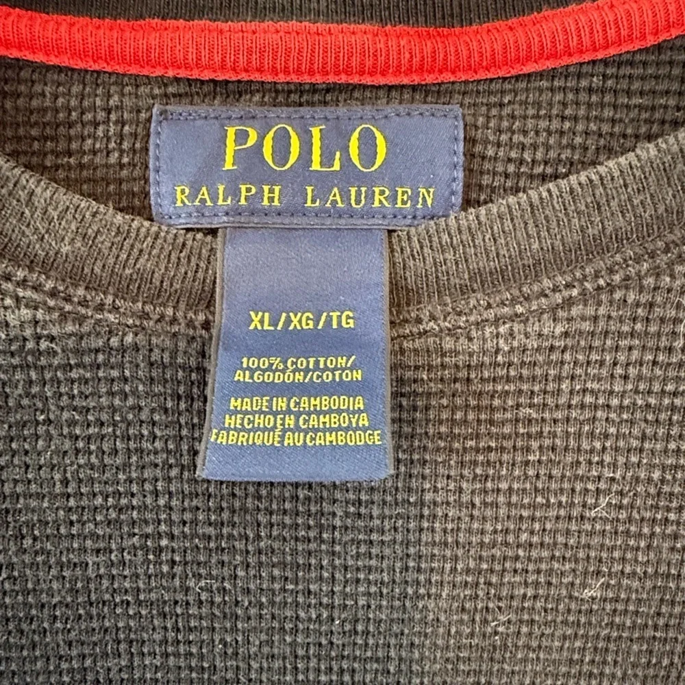 Polo Ralph Lauren Black Waffle Knit Thermal Long Sleeve Shirt Men’s XL